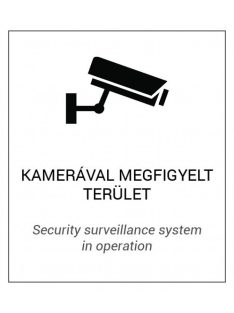   Magyar és angol nyelvű figyelmeztető matrica: "Kamerával megfigyelt terület"; 175x200 mm