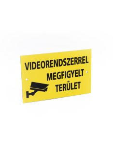   Figyelmeztető tábla; "VIDEORENDSZERREL MEGFIGYELT TERÜLET"; tartós kültéri kivitel; 197 x 125 mm