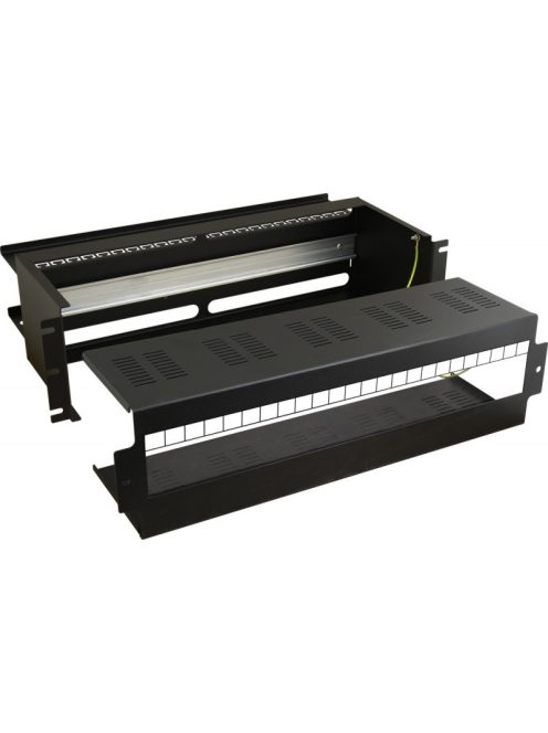 3U tárolórekesz; 19" rack szekrénybe építhető; DIN sínes; 24xS;