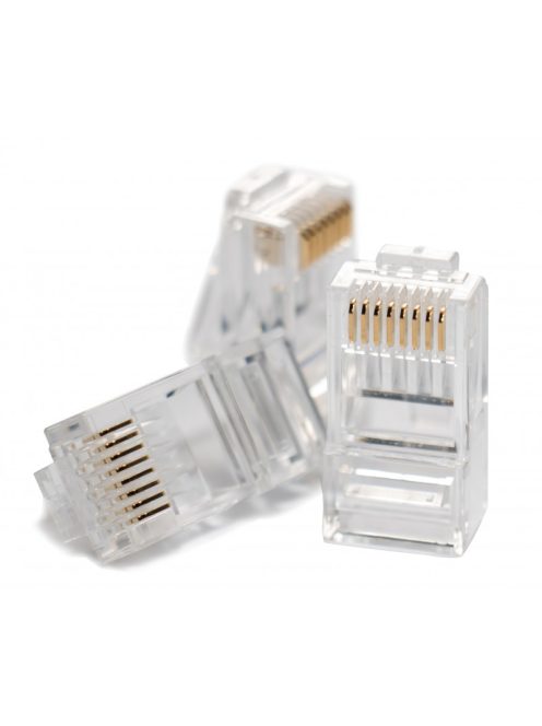 RJ45 csatlakozó; UTP fali kábelre (tömör); cat5e; önkioltó UL94V-2; 100 db/doboz; 8P8C