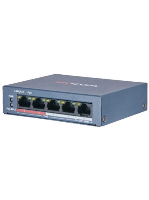 5 portos PoE switch (30 W); 4 PoE + 1 uplink port; nem menedzselhető