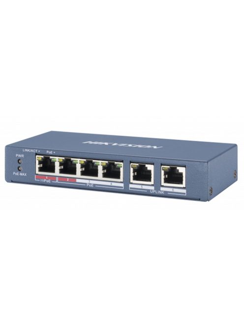 6 portos PoE switch (30 W); 4 PoE+ / 2 uplink port; nem menedzselhető