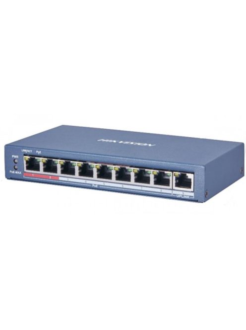 9 portos PoE switch (115 W); 8 PoE + 1 uplink port; nem menedzselhető