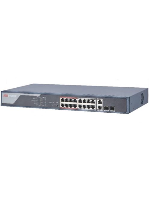 18 portos PoE switch (225 W); 16 PoE + 2 kombinált uplink port; nem menedzselhető