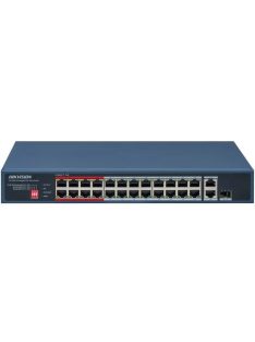   26 portos PoE switch (230 W); 24 PoE + 1 RJ45 uplink port + 1 kombinált uplink; nem menedzselhető