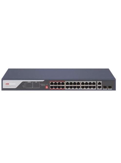 26 portos PoE switch (370 W); 24 PoE + 2 kombinált uplink port; nem menedzselhető