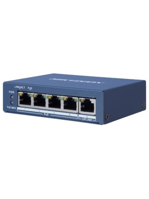 5 portos Gbit PoE switch (35 W); 4 PoE + 1 uplink port; nem menedzselhető