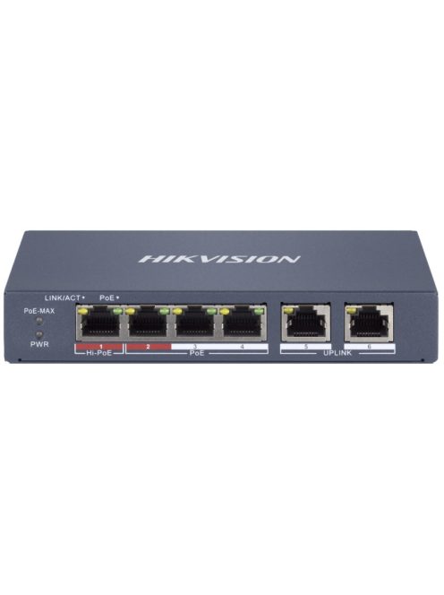 6 portos PoE switch (60 W); 1 HiPoE + 3 PoE+(at) + 2 uplink port; smart menedzselhető