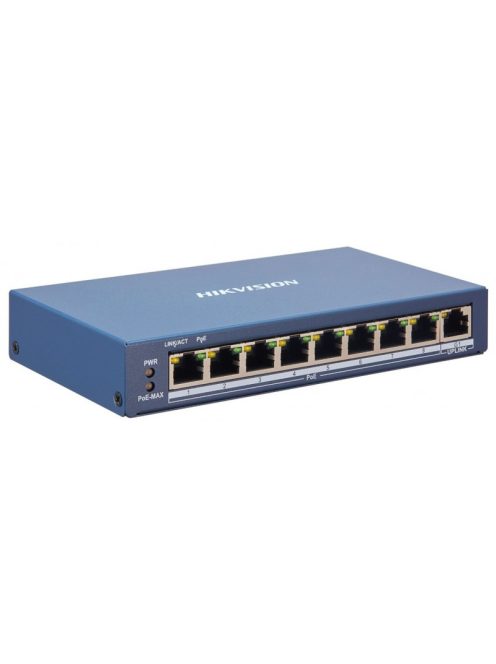 9 portos PoE switch (110 W); 8 PoE + 1 uplink port; smart menedzselhető