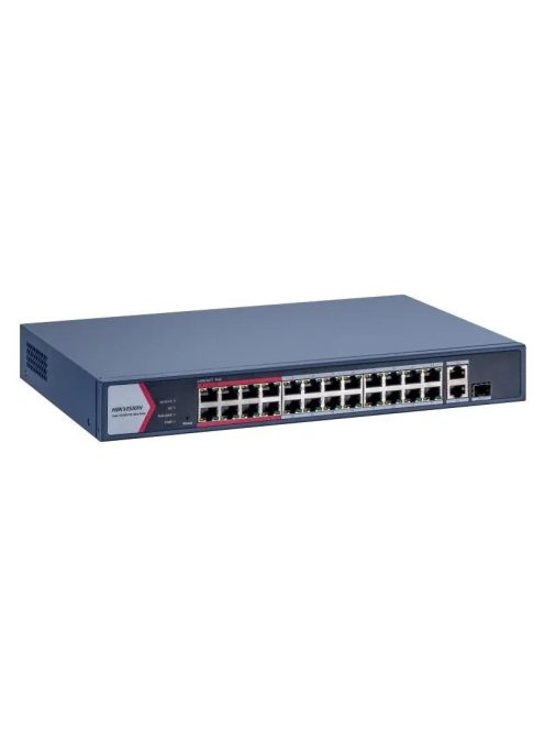 26 portos PoE switch (230 W); 24 PoE + 1 kombinált uplink port + 1 uplink port; menedzselhető