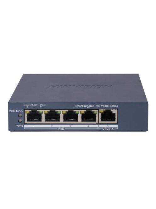 5 portos PoE switch (45 W); 4 PoE + 1 RJ45 uplink port; menedzselhető