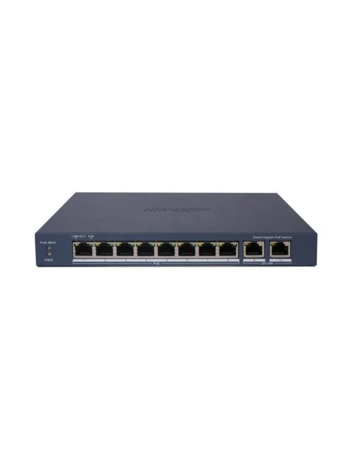 10 portos PoE switch (110 W); 8 PoE + 2 RJ45 uplink port; menedzselhető