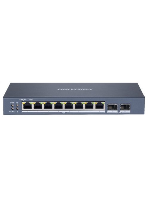 10 portos Gbit PoE switch (110 W); 8 PoE + 2 SFP uplink port; smart menedzselhető