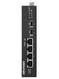   6 portos ipari Gbit PoE switch (60 W); 3 PoE+ / 1 HiPoe / 2 SFP uplink port; nem menedzselhető