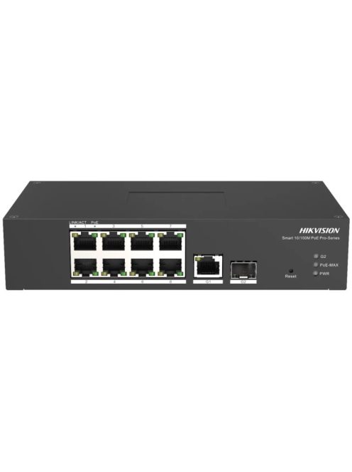 10 portos ipari 10/100 PoE switch (110 W); 8 PoE+ / 1 Gbit RJ45 + 1 SFP uplink port; menedzselhető