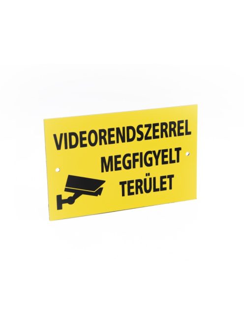 Figyelmeztető tábla; "VIDEORENDSZERREL MEGFIGYELT TERÜLET"; tartós kültéri kivitel; 197 x 125 mm