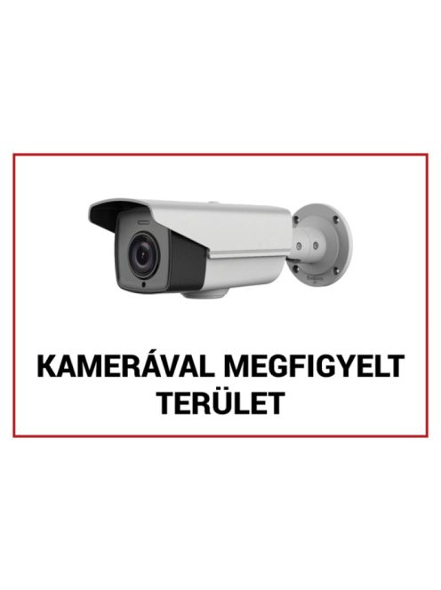 Műanyag figyelmeztető tábla: "Kamerával megfigyelt terület"; 210x300x1 mm