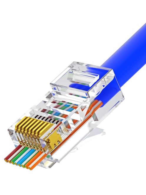 UTP RJ45 csatlakozó; cat5e; átfűzhető; fali és patch kábelekhez; 10 db/csomag