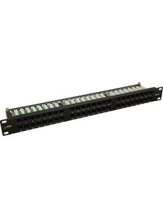   19" patch panel; 48 port; UTP; Cat5e; tehermentesítővel