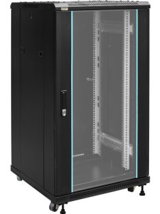   19" 22U 600x600 álló rack szekrény; lapra szerelt; fekete