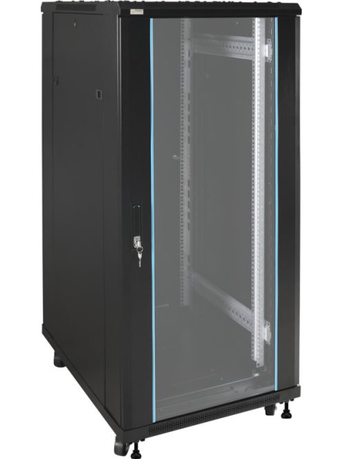 19" 27U 600x800 álló rack szekrény; lapra szerelt; fekete