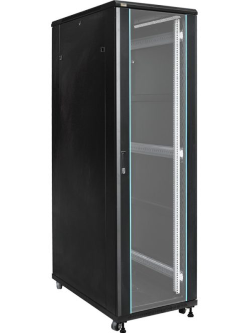 19" 42U 600x1000 álló rack szekrény; lapra szerelt; fekete