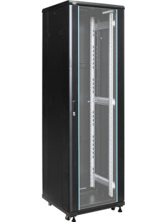   19" 42U 600x600 álló rack szekrény; lapra szerelt; fekete