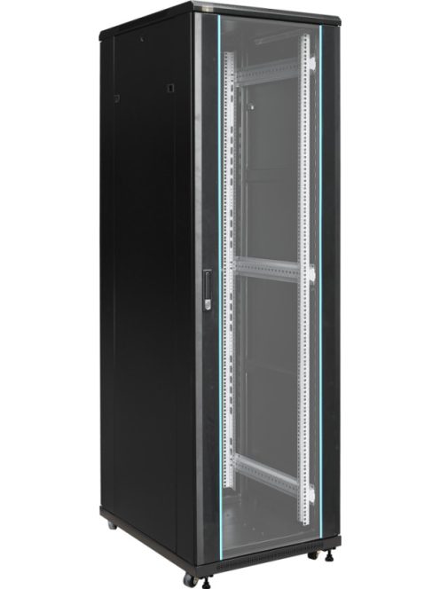 19" 42U 600x800 álló rack szekrény; lapra szerelt; fekete