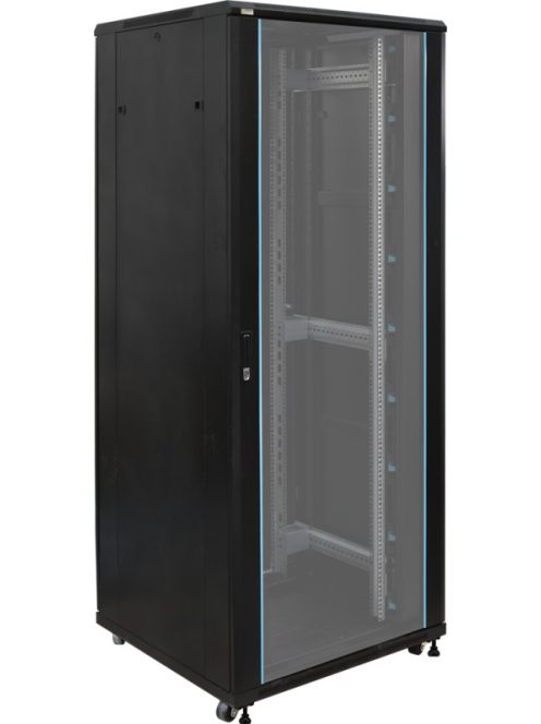 19" 42U 800x800 álló rack szekrény; lapra szerelt; fekete