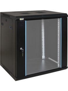   19" 12U 600x450 fali rack szekrény; készre szerelt; fekete