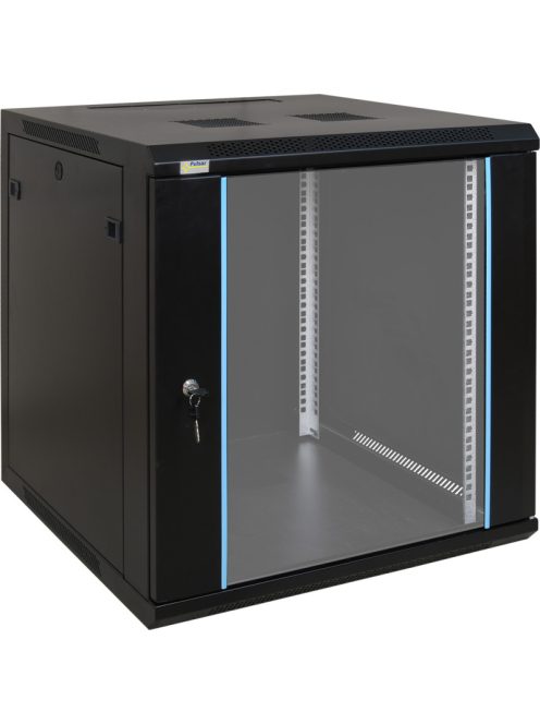 19" 12U 600x600 fali rack szekrény; készre szerelt; fekete