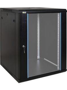   19" 15U 600x600 fali rack szekrény; készre szerelt; fekete