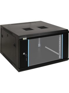   19" 6U 600x600 fali rack szekrény; készre szerelt; fekete