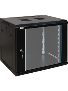   19" 9U 600x450 fali rack szekrény; készre szerelt; fekete