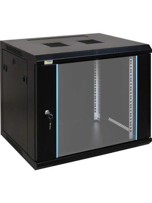 19" 9U 600x450 fali rack szekrény; készre szerelt; fekete