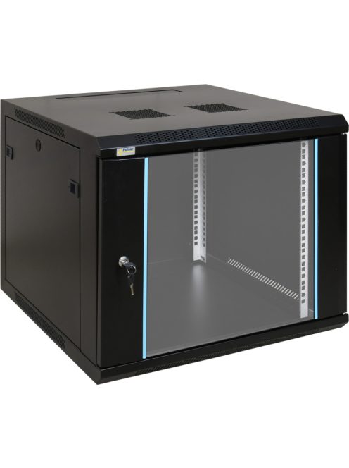 19" 9U 600x600 fali rack szekrény; készre szerelt; fekete