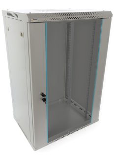   19" 18U 600x450 fali rack szekrény; lapra szerelt; szürke; könnyített kialakítás