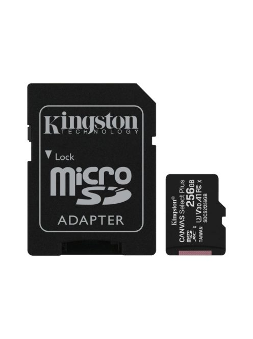 256GB microSD kártya; microSDXC; UHS-I Speed Class; U3; V30; adapterrel