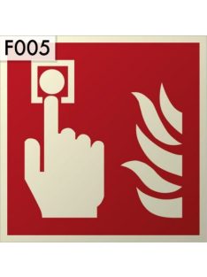   Tűzjelző kézi jelzésadó utánvilágító tábla; műanyagalapú; biztonsági jel; öntapadó; 15x15cm