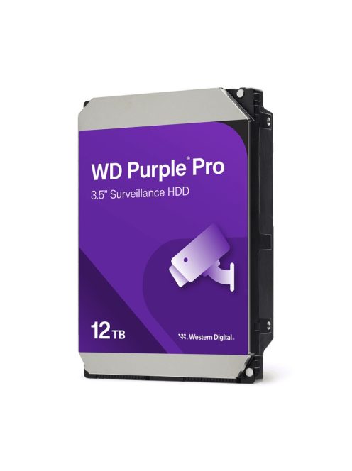 WD Purple Pro; 12 TB biztonságtechnikai merevlemez; 7200 rpm; 24/7 alkalmazásra; nem RAID komp.