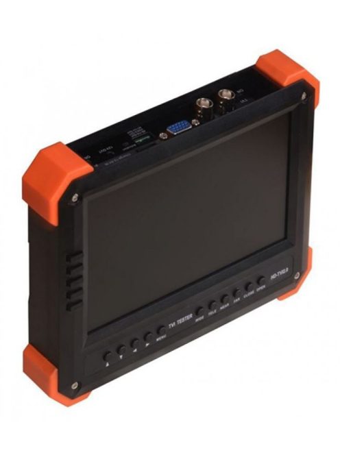 THD tesztmonitor; 7" LCD kijelző; 800x480 felbontás; analóg és TVI kamerákhoz