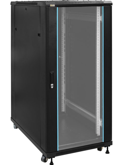 19" 27U 600x1000 álló rack szekrény; készre szerelt; fekete