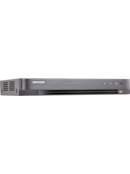 4 csatornás AcuSense THD DVR; 8MP@8fps; 5MP@12fps; 4MP@15fps; 1080p@25fps; + 2x8 MP IP; koax audio